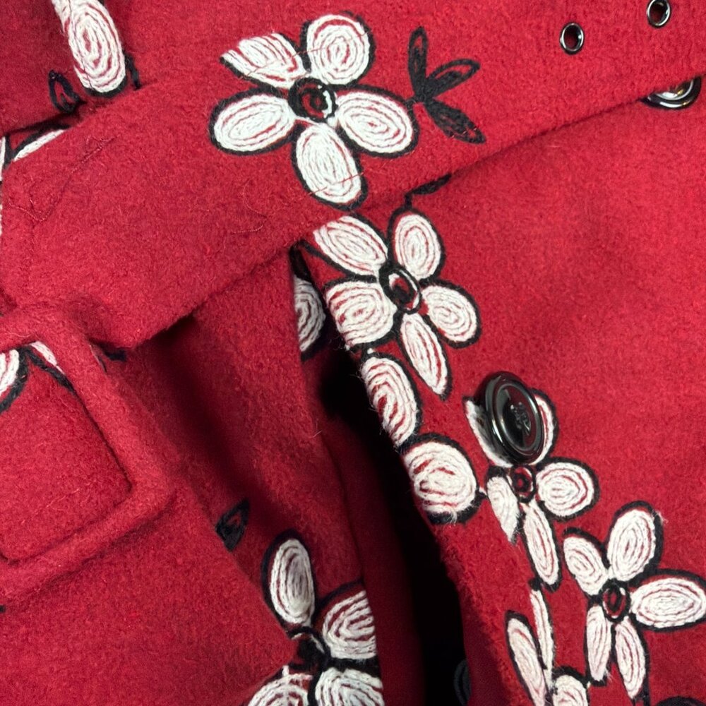 Voodoo Vixen Burgundy Floral Trench Coat - Picture 8 of 10
